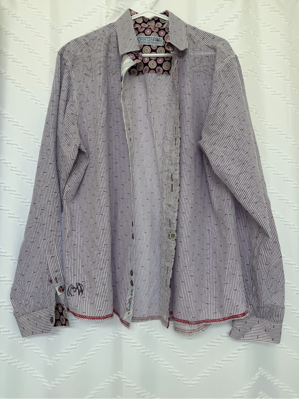 John Lennon Lilac Pinstripe button down shirt